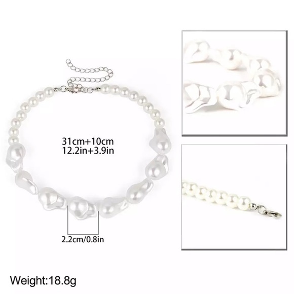 🌟 White Faux Baroque Pearl Choker Necklace - Picture 4 of 5